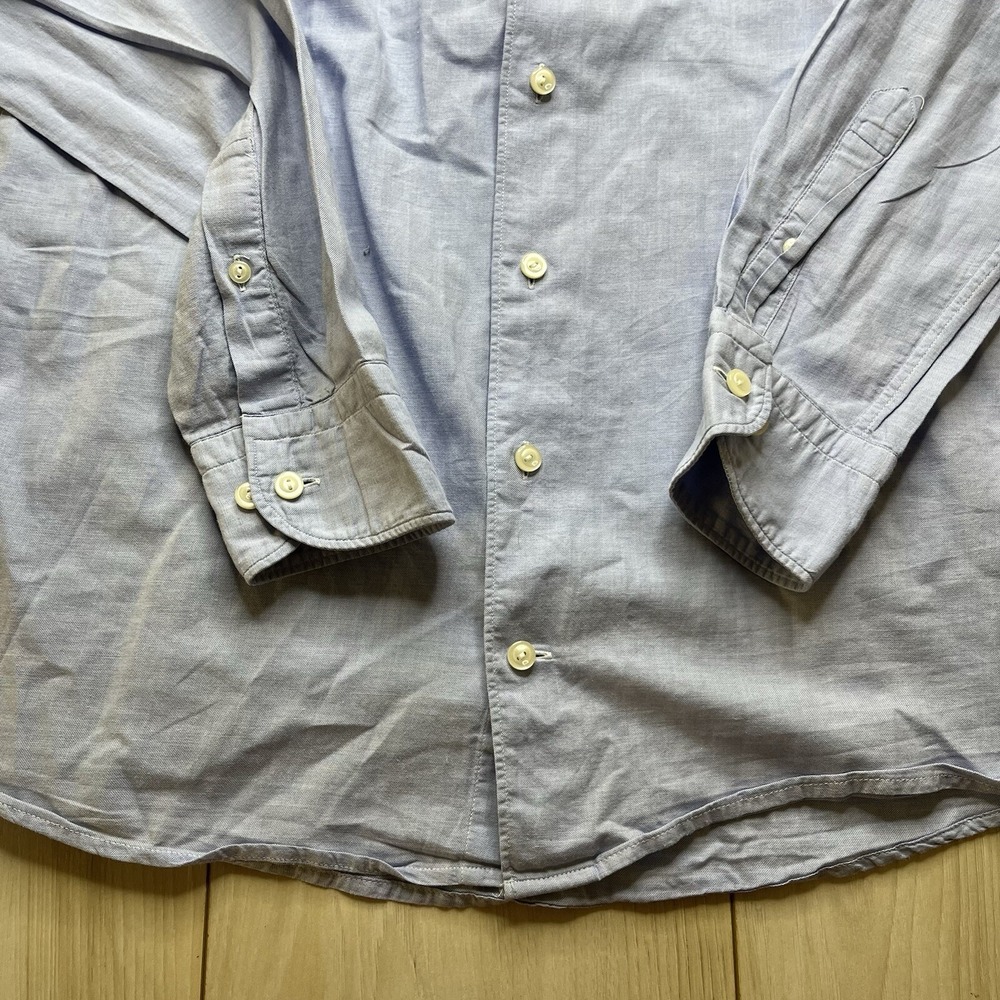 Eton Slim Casual Button Up Shirt Cotton Silk Blend Blue Mens Size Medium 15 1/2 - Picture 3 of 13